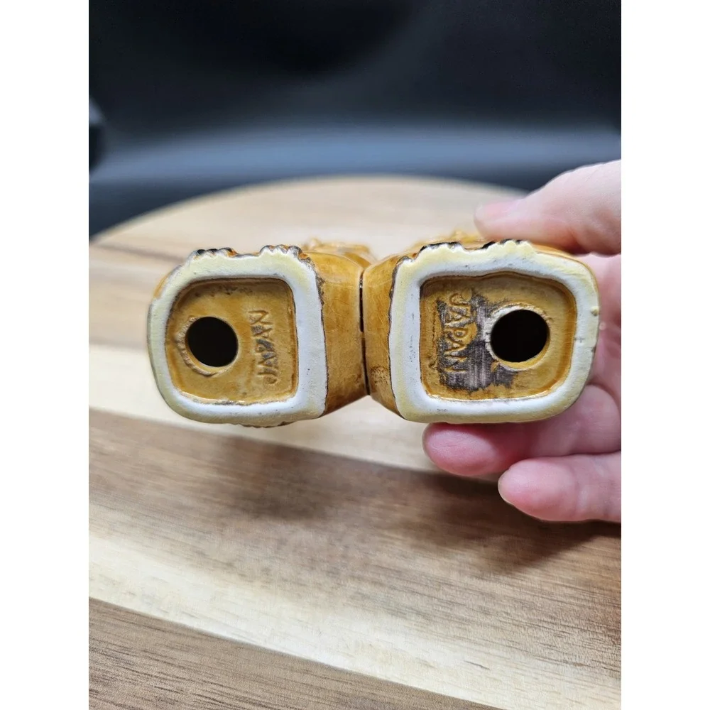 Vintage Owls Joined Pair Salt & Pepper Shaker Made In‎ Japan Some Paint Wear